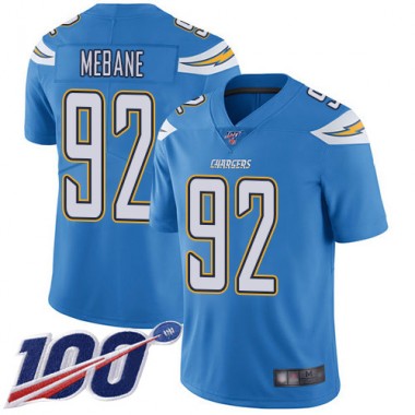 Los Angeles Chargers NFL Football Brandon Mebane Electric Blue Jersey Men Limited 92 Alternate 100th Season Vapor Untouchable
